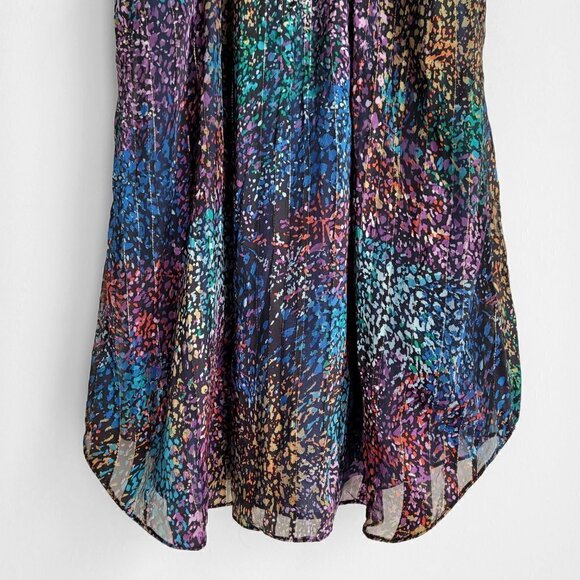 Rebecca Taylor Multicolor Metallic Ruffle Silk Boho Tank Top - Picture 4 of 11